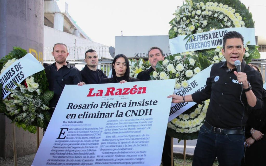 El PAN lleva su lucha a la CNDH: protesta y promesas de intervención internacional por la reelección de Rosario Piedra